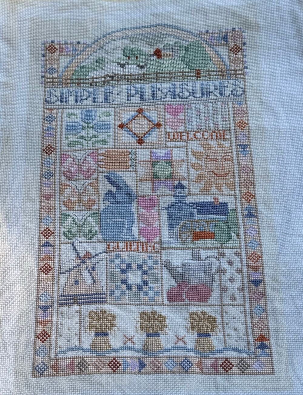 Simple Pleasures Cross Stitch Sampler Completed Dimensions Quilt Block Design